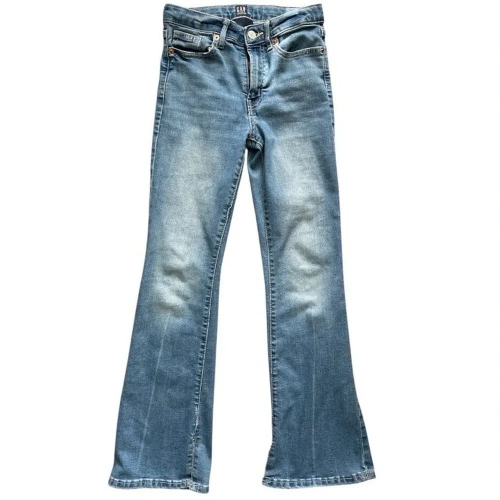Gap Kids Flare Jeans Girls 14 Blue Medium Wash 70s Flare High Rise Denim